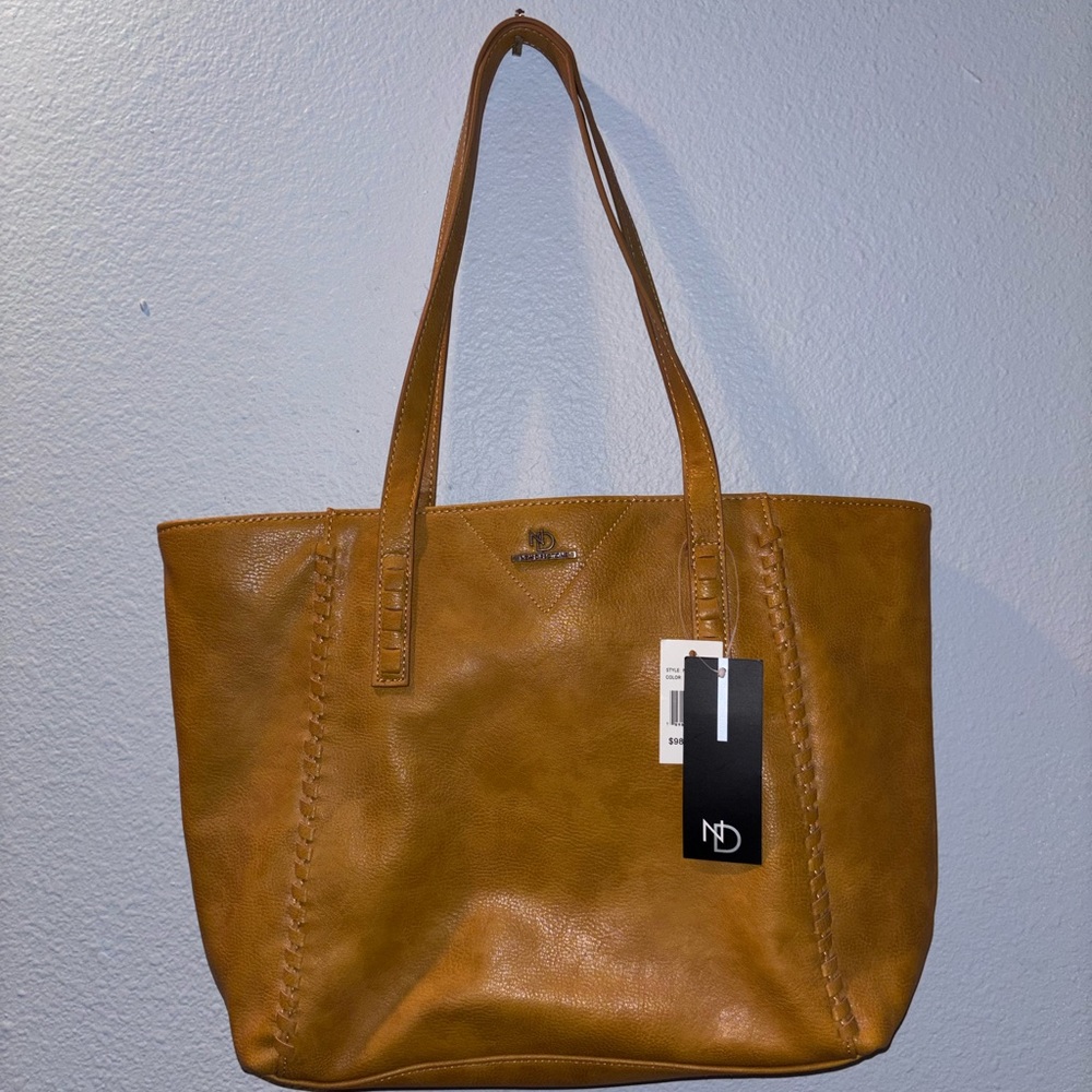 New Directions mustard Leather Tote Bag - Stylish Everyday purse